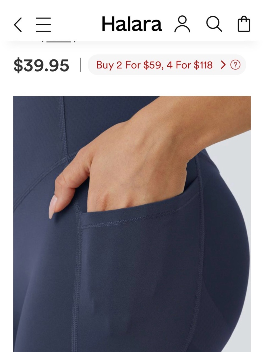 5. HALARA Dark Navy High-Rise Pocket Leggings large 7/8